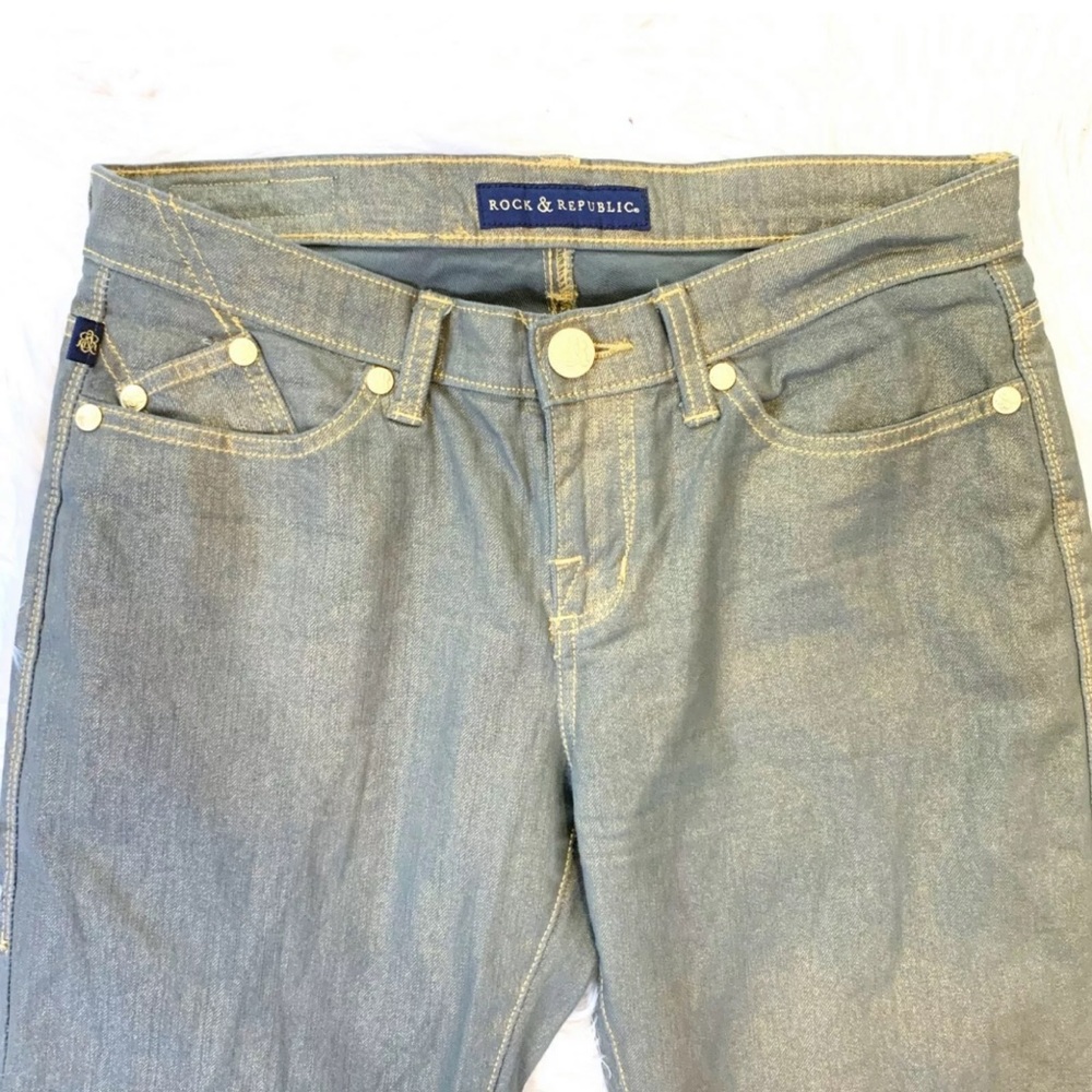 ROCK REPUBLIC Gold Coated Berlin Skinny Jeans - Picture 3 of 5